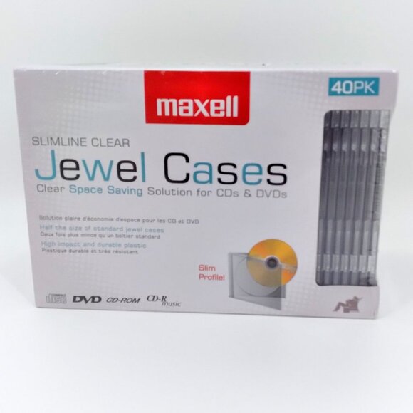 Maxell 40-Pack CD-DVD Slimline Jewel Cases, Clear - Picture 3 of 4